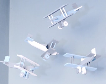 Airplane Nursery Mobile Nursery Decor BiPlane Custom Wood Plane Flight Theme Decor Aviation Transportation Vintage Travel Baby Shower Gift
