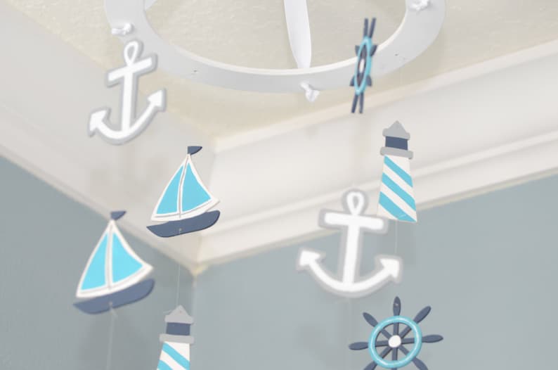 Nautica Kids Nursery Separates Musical Mobile Sailboats and Anchors main image 1