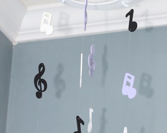 Music Note Nursery Mobile Musical Baby Mobile Rock Star Treble Clef Baby Decor Baby Shower Gift Sweet Dreams Neutral Boy Girl Wood