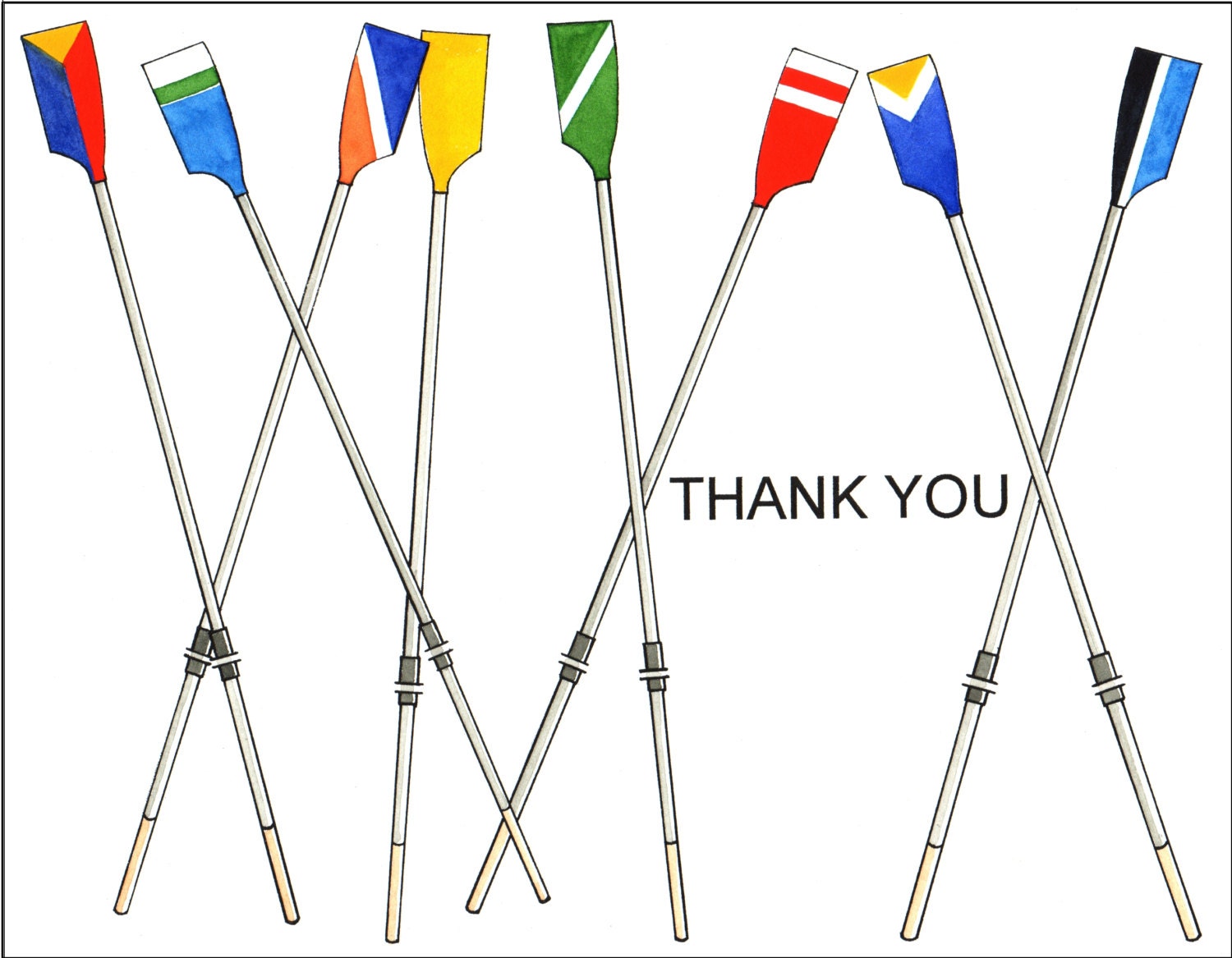 Box of 10 rowing thank you cards with multicolored oars Etsy