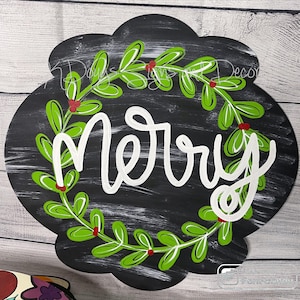 20” Rustic Merry Christmas door hanger sign