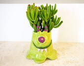 Ceramic Succulent Planter, Slime Green Monster Ceramic Succulent Pot, Desk Planter, Ceramic Monster, Monster Sculpture, Monster Art