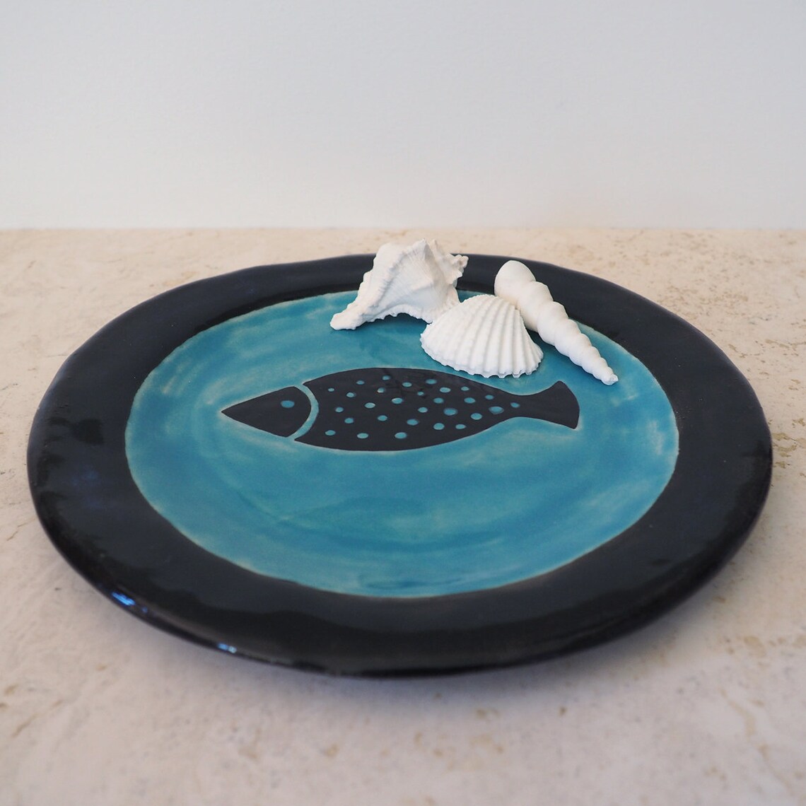Handmade Ceramic Plates Fish and Crystal Blue Plates Set of Etsy
