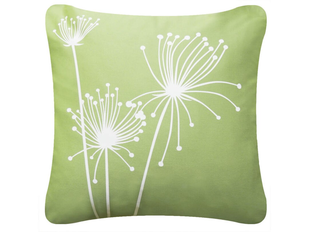 Dandelion Print Apple Green Pillows Organic Cotton Lime Green - Etsy