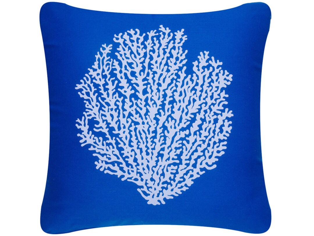 Coral Pillows Blue Pillow Coastal Pillows Seashell Decor 18 Etsy