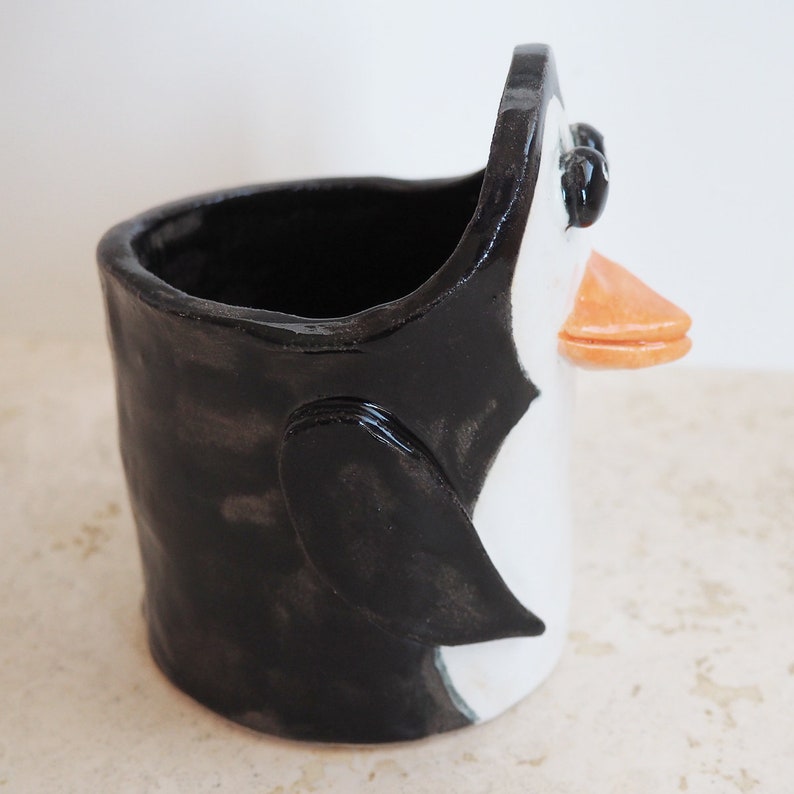 Ceramic Penguin Sculpture Penguin Art Succulent Pot Desk Decor Penguin Succulent Planter