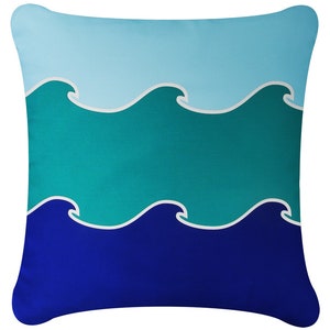 Wave Pillows, Coastal Throw Pillow Covers, Wave Pillow Covers, Ocean Accent Pillows