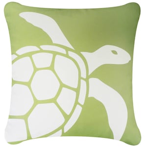 Turtle Throw Pillow Covers, Organic Cotton Pillow Covers 18 x 18, Green Pillow Covers, Tropical Pillow Covers, Blue Coastal Pillows