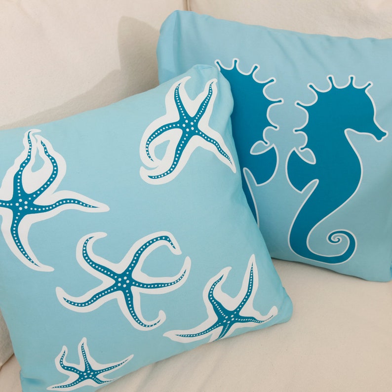 Blue Throw Pillow Covers Coastal Pillow Covers 18x18 Blue Etsy
