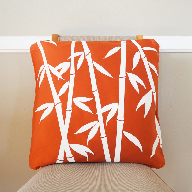 Bamboo Throw Pillows Orange Pillow Covers Organic Cushion Etsy