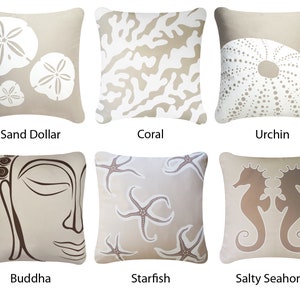 Nautical Pillows Beige, Coastal Pillow Covers 18 x 18, Organic Cotton Beige Pillow Covers