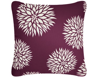 Dahlia Flower Purple Cushion Cover Cottage Chic Decor 18 x 18 Inch