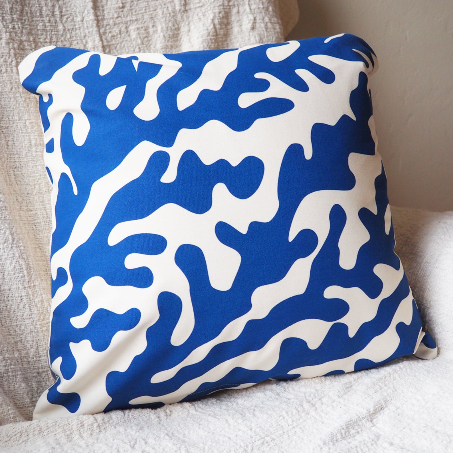 Coral Navy Throw Pillow Nautical Decor 18 X 18 Inch Etsy