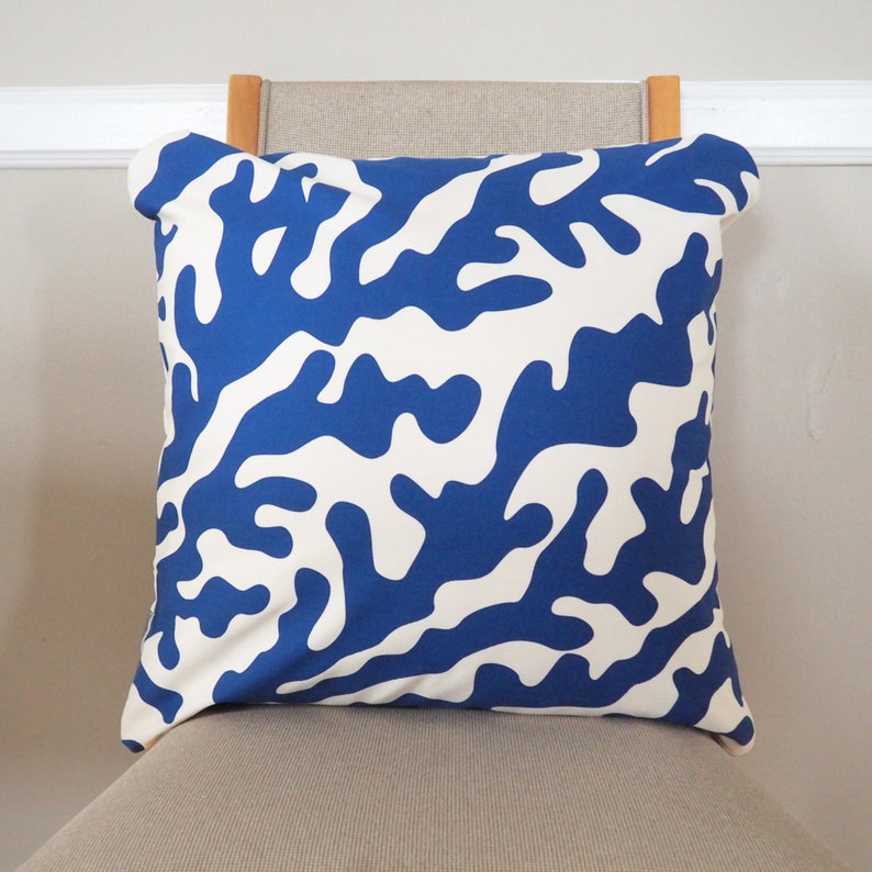 Coral Navy Throw Pillow Nautical Decor 18 X 18 Inch Etsy