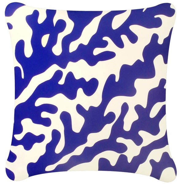 Coral Navy Throw Pillow Nautical Decor 18 x 18 Inch