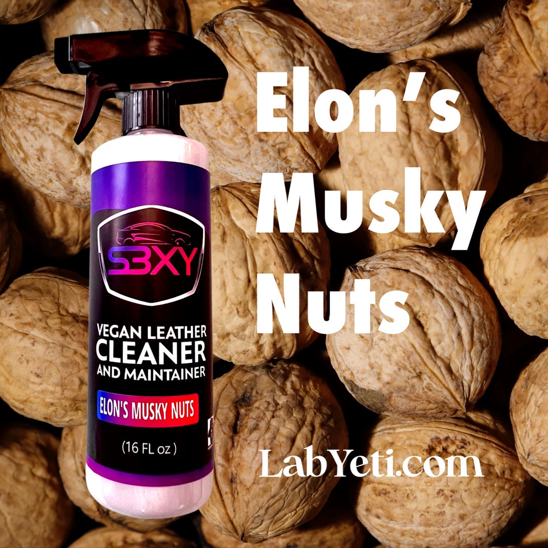 Elons Musky Nuts Scented Vegan Leather Tesla Seat Cleaner Etsy