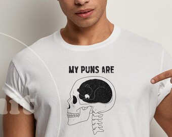 Wortspiel vollständig beabsichtigtes T-Shirt, Bär im Verstand Tshirt, Skelett, du bist punny, antisoziales Skelett, sarkastisches Skelett, Goth-Shirt, seltsam spezifisch