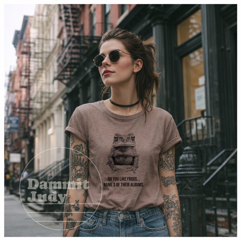 Punk Frog Meme Tee, Toad amphibian Frog meme shirt, Funny weirdcore shirt, retro frog shirt, frog lover, unhinged stupid, Music Lover image 4