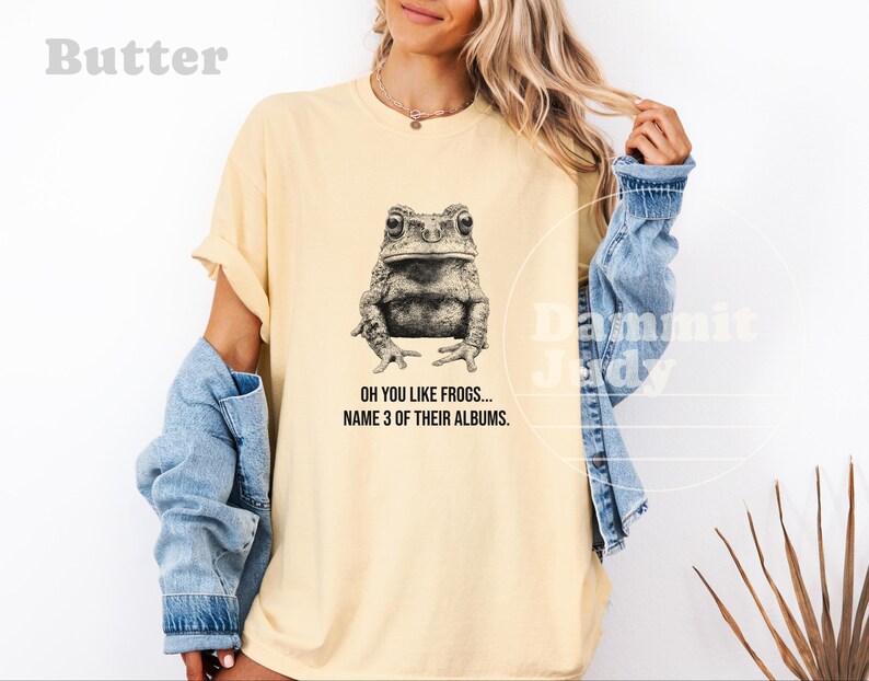 Punk Frog Meme Tee, Toad amphibian Frog meme shirt, Funny weirdcore shirt, retro frog shirt, frog lover, unhinged stupid, Music Lover image 6