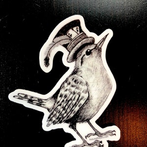 Steampunk Wren vinyl sticker