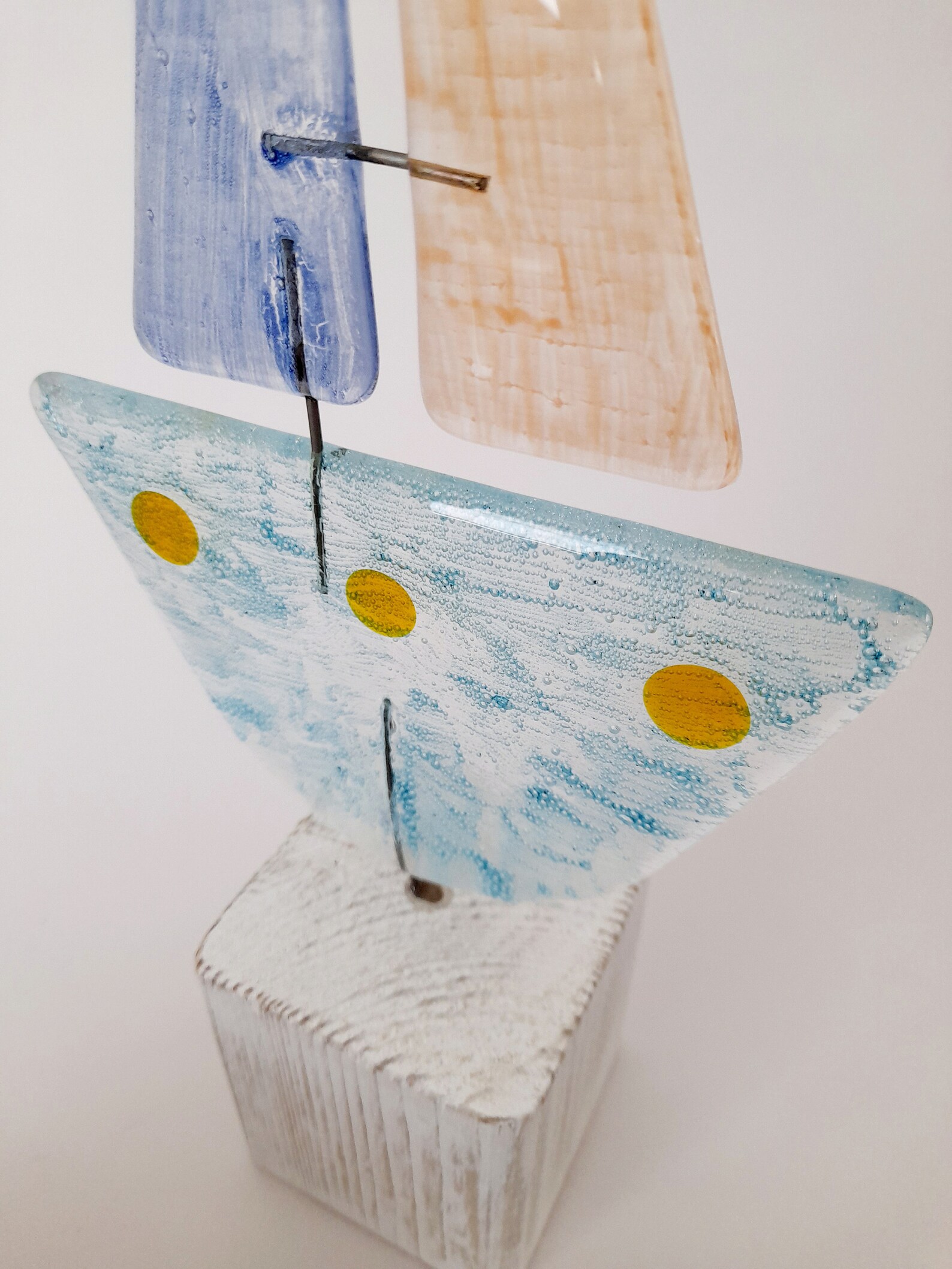 Fused Glass Yacht Boat, Home Decor, Birthday Gift, New Home Gift, Best