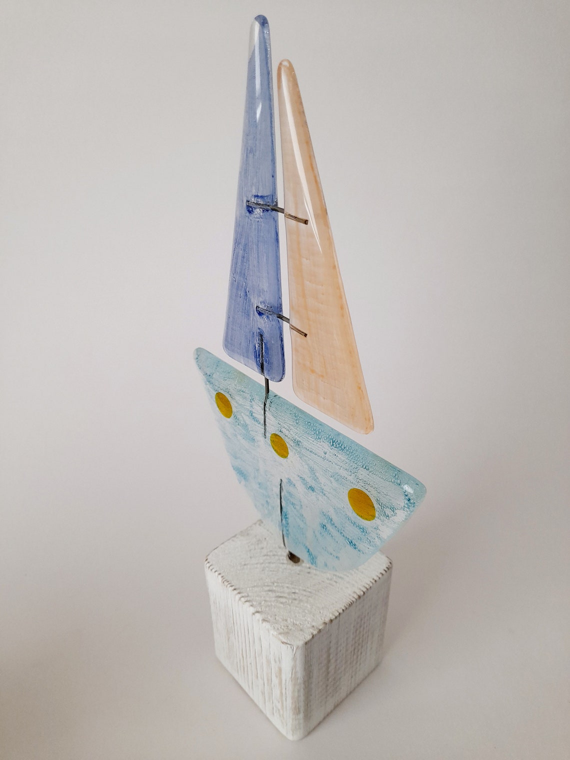Fused Glass Yacht Boat, Home Decor, Birthday Gift, New Home Gift, Best