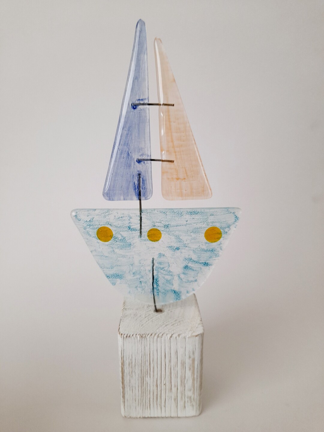 Fused Glass Yacht Boat, Home Decor, Birthday Gift, New Home Gift, Best