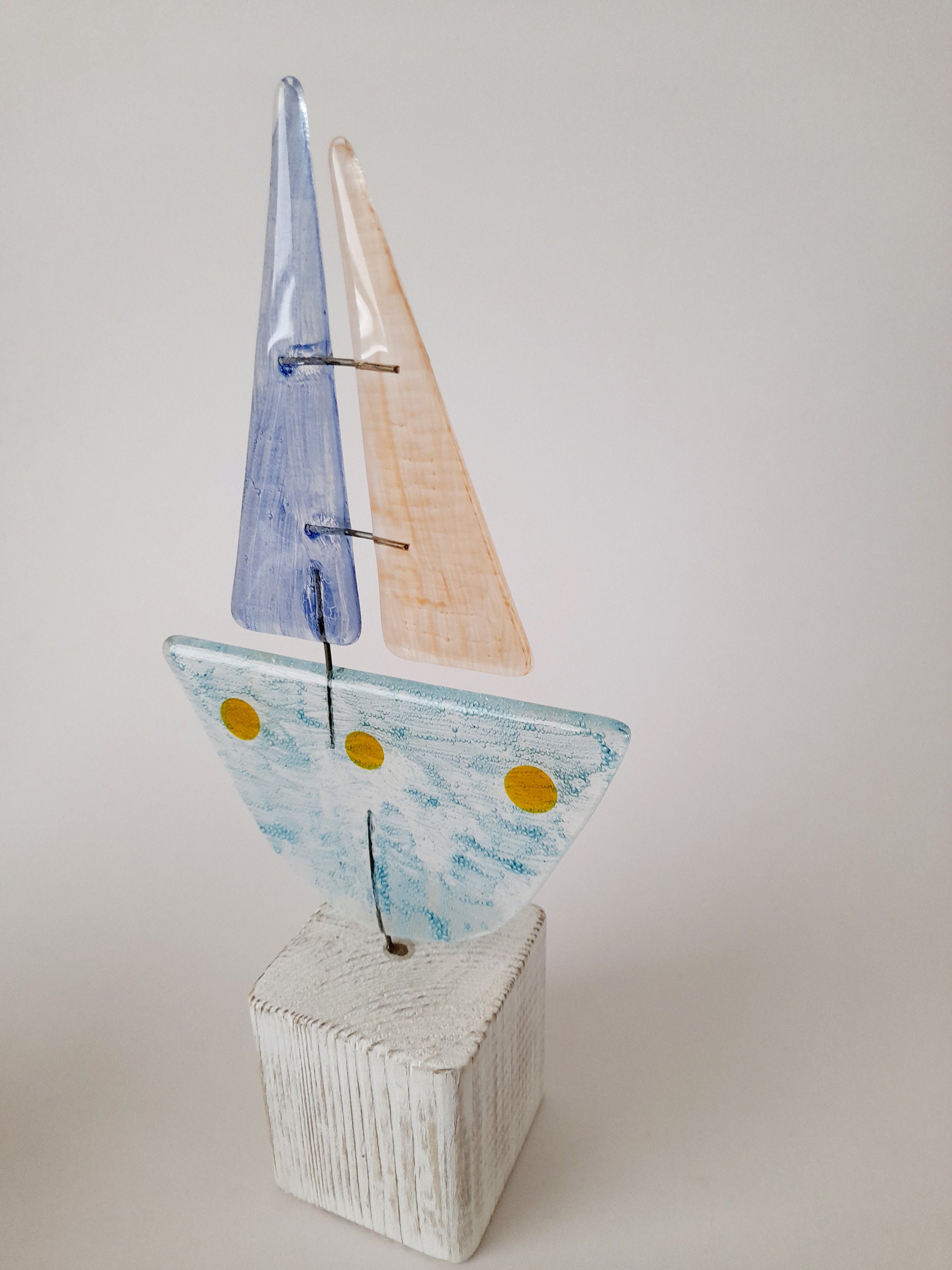 Fused Glass Yacht Boat, Home Decor, Birthday Gift, New Home Gift, Best