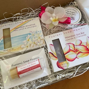 Hawaiian Rainbow Soap Set with Hawaiian Beeswax Salve and Lip Balm