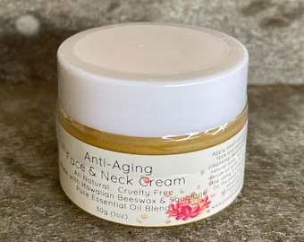 Crema natural para rostro y cuello: cera de abeja hawaiana, escualano, aceites esenciales.