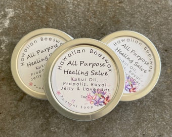 Hawaiian Beeswax Skin Salve All Purpose with Kukui Propolis Lavender 1oz or 2oz