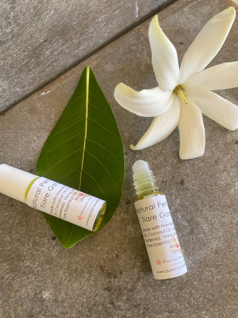 Tiare Gardenia Natural Perfume Oil Scented with Pure Essential Oils with Hawaiian Kukui Nut and Coconut Oil base 5ml or 9ml image 6