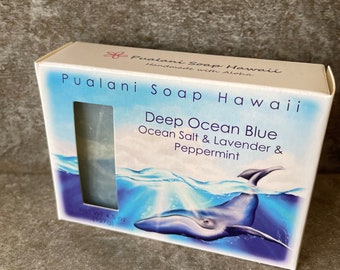 Deep Ocean Blue Soap with Hawaiian Ocean Salt, Peppermint & Lavender