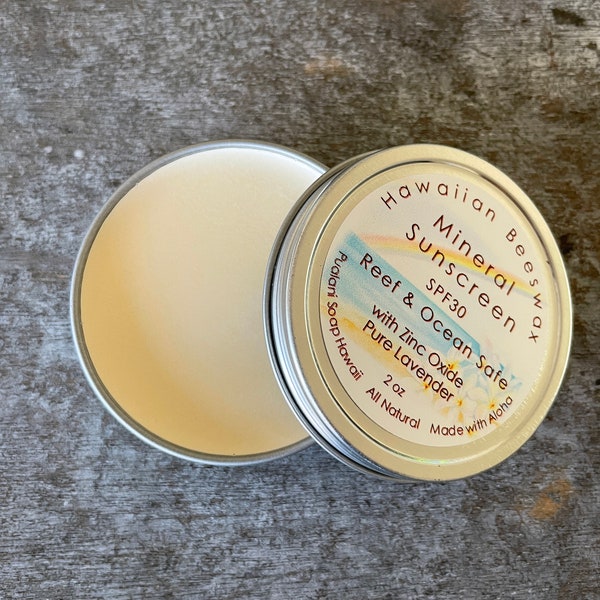 Mineral Sunscreen//Reef and Ocean Safe 1oz or 2oz // All natural Hawaiian Beeswax & Pure Lavender