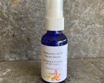 Hyaluronic Acid Facial Serum 1oz (30ml) Pure Plumeria // Hydrating  for All Skin Types