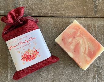 Mom's Beauty Bar Soap with Rose and Geranium for Mother's Day gift