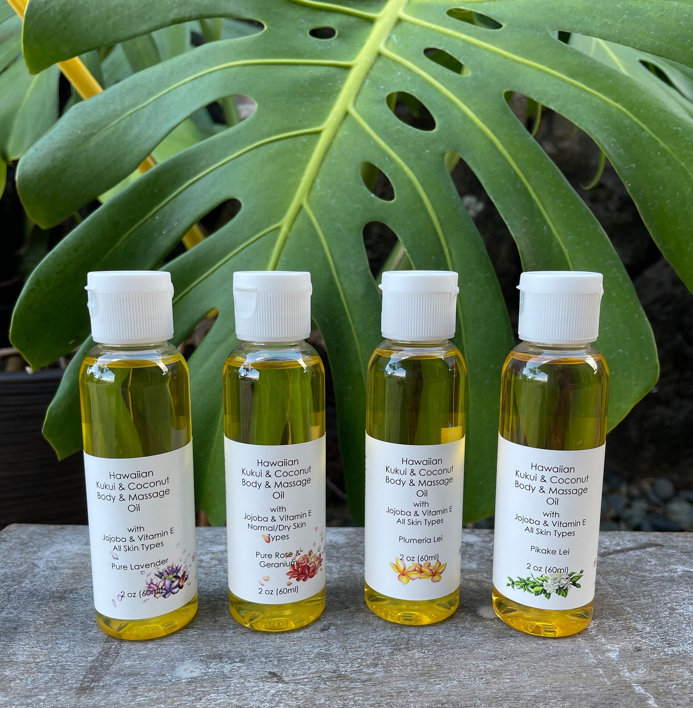 Hawaiian Kukui Coconut Body Oil: Essential Oils, Non-Greasy (2oz or 4oz)