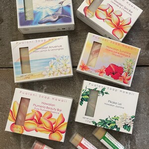 Holiday Hawaiian Soap in Gift Bag with Hawaiian Beeswax Lip Balm //2 x soap bars and 1 x lip balm // Choose your combination image 5