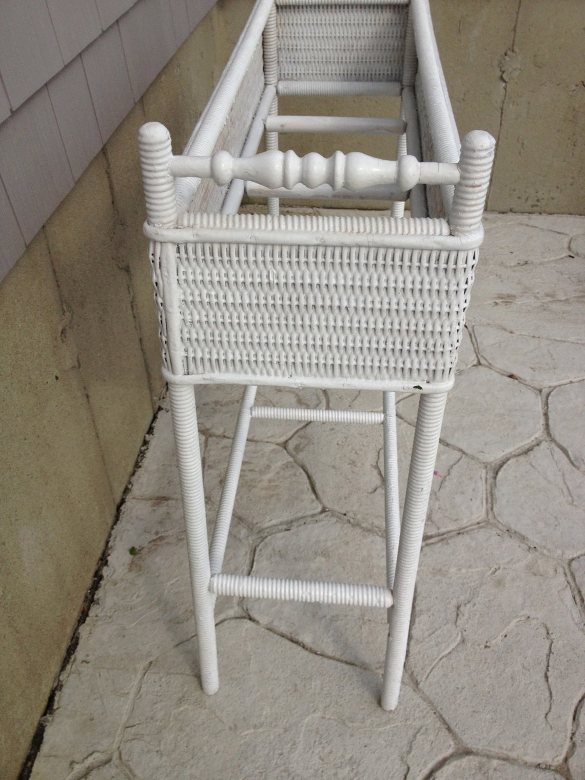 SALE Vintage White Wicker Planter With Galvanized Insert Etsy
