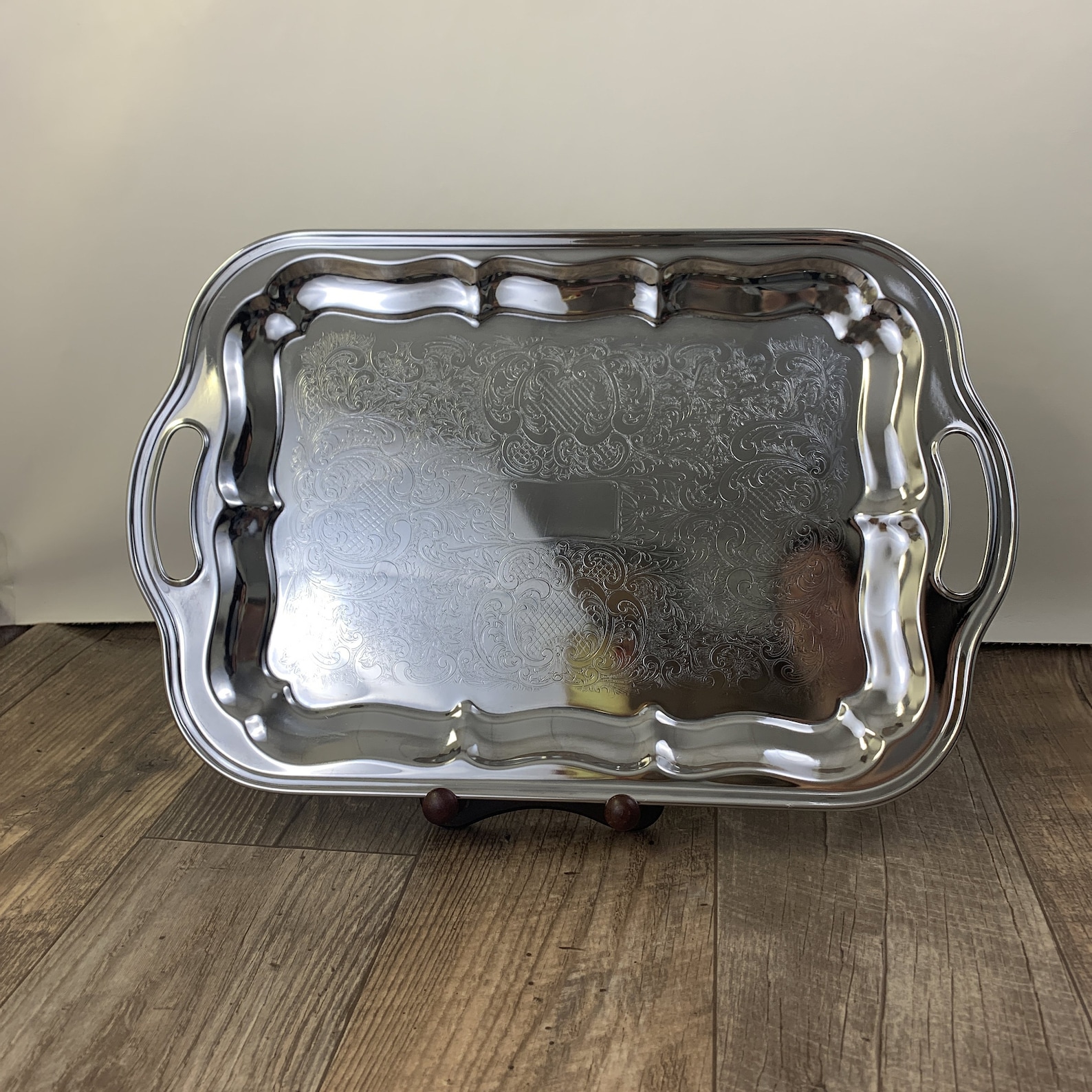 Silver Serving Tray Large Rectangle Shaped Tray with Handles Etsy