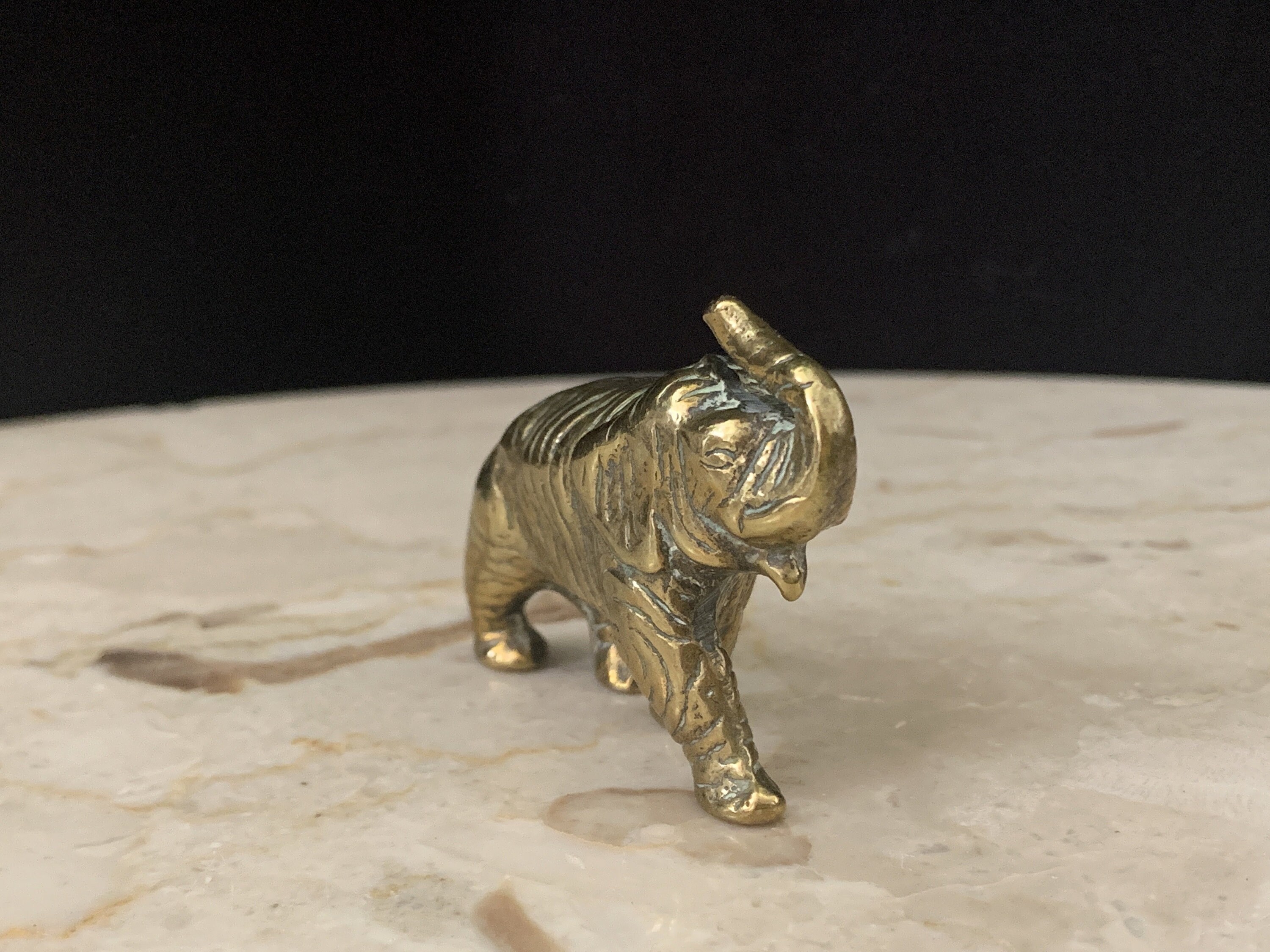 Tiny Elephant Desk Decor Miniature Brass Elephant Lucky Etsy