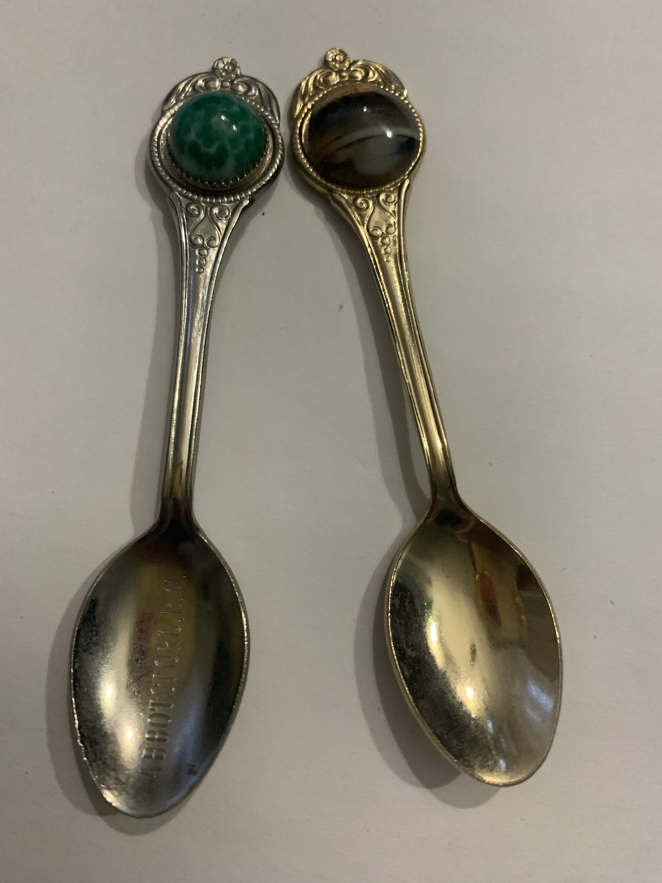 Set of 5 Spoons Mini Spoons w Gemstone Vintage Collector Etsy