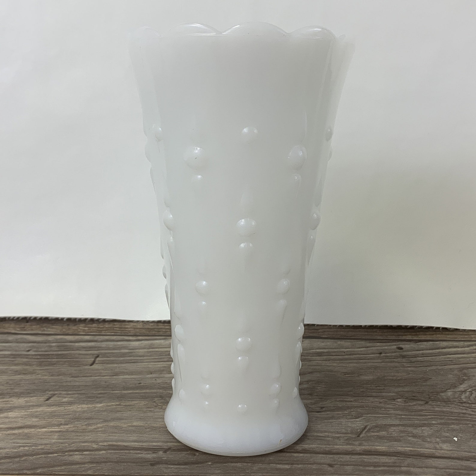 Vintage Milk Glass Vase Tall Vase With Raised Teardrop Etsy UK