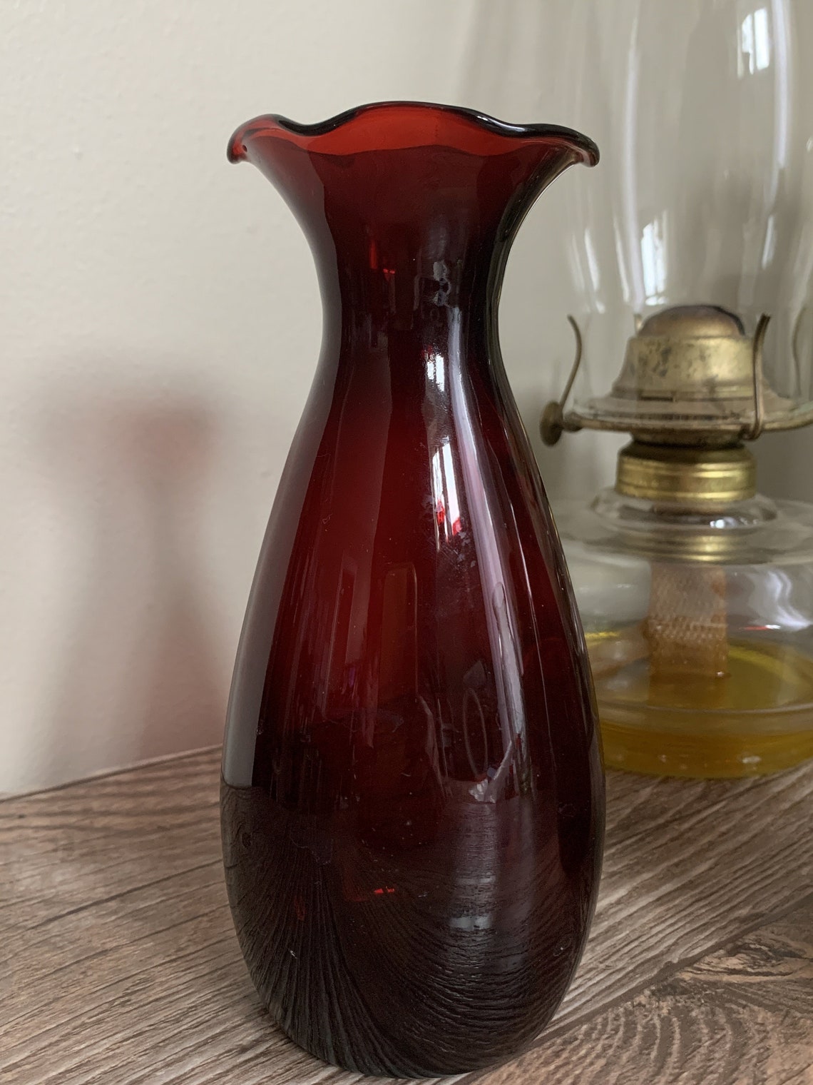 Ruby Red Vintage Glass Bud Vase Pair Red Glass Vintage Home Etsy UK