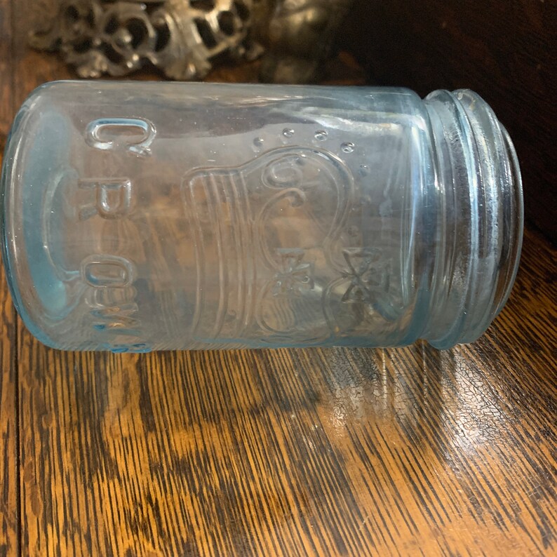 Antique Aqua Blue Crown Canning Jar Etsy Canada