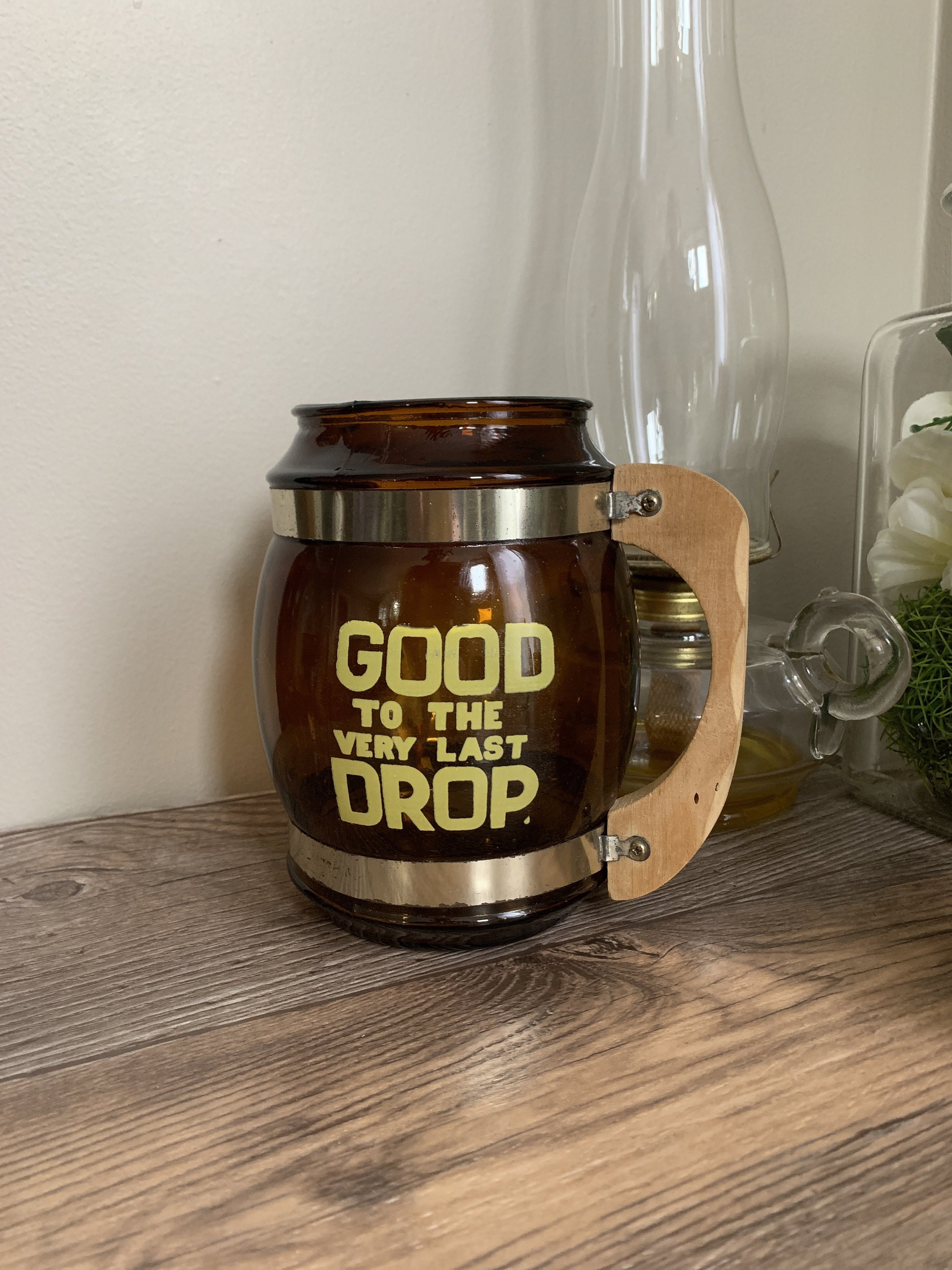 Extra Large Vintage Beer Mug Vintage Amber Glass Man Cave Etsy