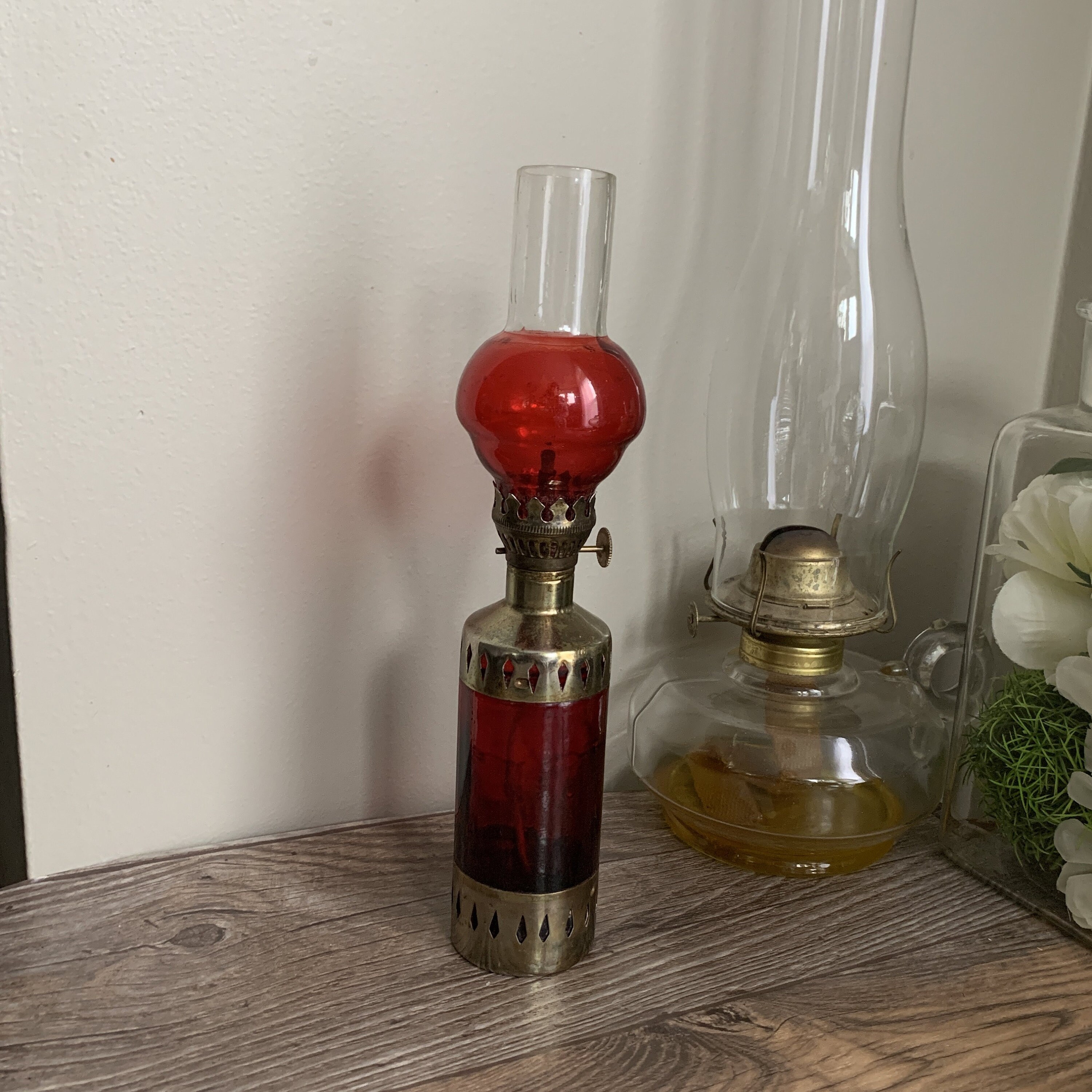 Vintage Red Oil Lamp Mini Oil Lantern Collectible Lamp Vintage Etsy