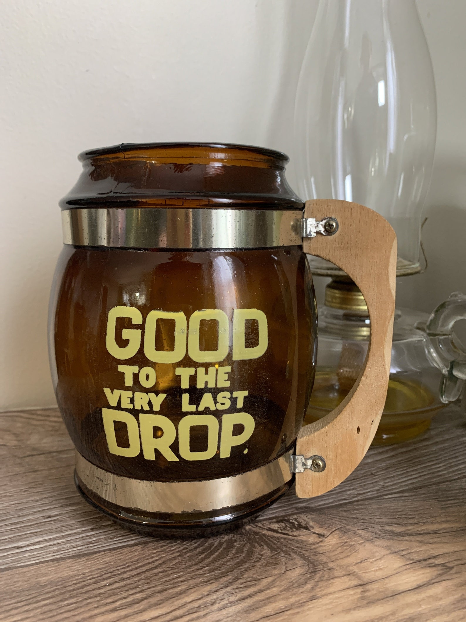 Extra Large Vintage Beer Mug Vintage Amber Glass Man Cave Etsy