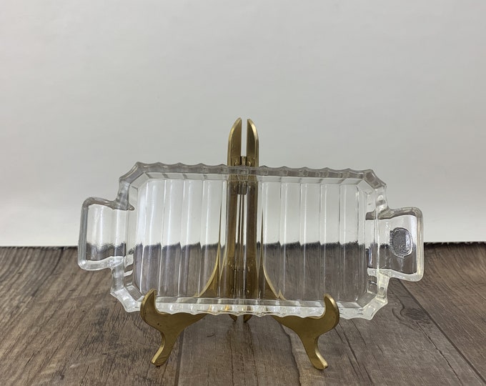 Bohemia Crystal Butter Dish, Small Rectangle Dish With Ribbed Pattern