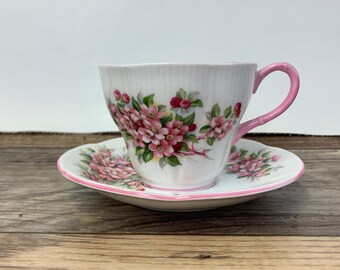 Apple Blossom Teacup and Saucer Blossom Time Series, Royal Albert Vintage China